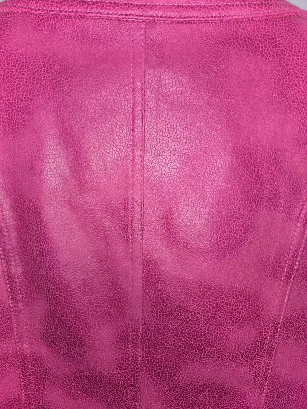 LG Pink Studded Moto Faux Leather Jacket With Zipper Accents- Women's Size 6 - Picture 4 of 15